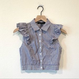 Ruffle Button-Down Crop Top